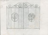 Unidentified gate with center scrolled Palmettos and scrolled top