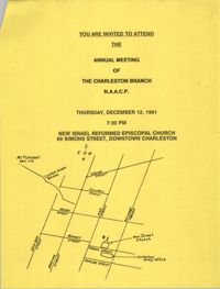 Invitation, Charleston Branch of the NAACP, December 12, 1991