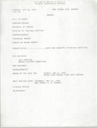 Agenda, Charleston Branch of the NAACP Branch Executive Board Meeting, April 26, 1990