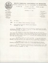 South Carolina Conference of Branches of the NAACP Memorandum, September 11, 1984