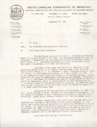 South Carolina Conference of Branches of the NAACP Memorandum, September 10, 1984