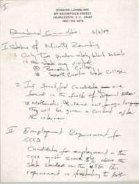 Minutes, Charleston Branch of the NAACP Educational Committee Meeting, June 6, 1989