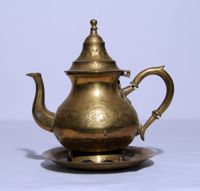 Brass teapot with tray