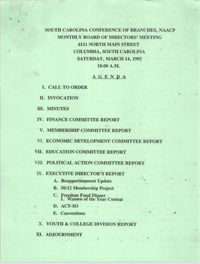 Agenda, South Carolina Conference of Branches of the NAACP, March 14, 1992