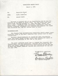 Charleston Branch of the NAACP Memorandum, March 5, 1991