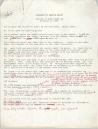 Minutes, Charleston Branch of the NAACP Executive Board Meeting, November 8, 1989