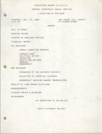 Agenda, Charleston Branch of the NAACP, December 15, 1988