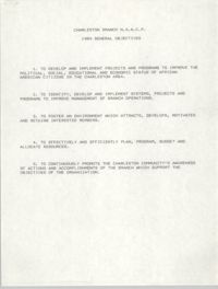 Charleston Branch of the NAACP General Objectives, 1989