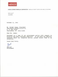 Letter from Bert E. Elliott to Dwight James, October 11, 1991