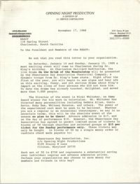 Letter from Edward R. Downs, Jr. to Charleston Branch of the NAACP, November 17, 1988