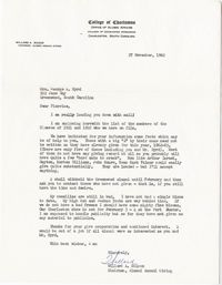 Letter from Willard Silcox, November 27, 1962