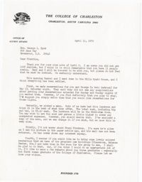 Letter from Willard Silcox, April 11, 1972