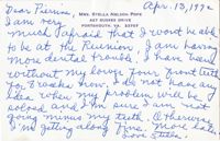 Note from Stella Pope, April 13, 1972