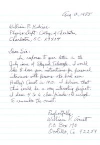 Letter from William V. Arnett