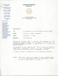 Charleston Branch of the NAACP Memorandum, November 19, 1990