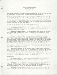 Minutes, Regular Meeting, Charleston Branch of the NAACP, July 30, 1987