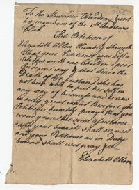 Elizabeth Allen's Petition Letter to the St. Andrew's Society