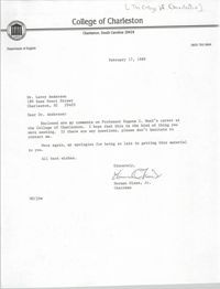 Letter from Norman Olsen, Jr. to Leroy Anderson, February 17, 1989