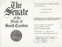 Certificate of Appreciation, Eugene Clayton Hunt, May 4, 1989