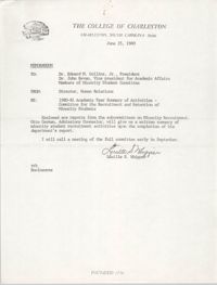 College of Charleston Memorandum, June 25, 1980