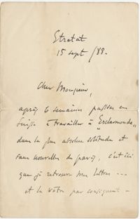 Letter from Jules Massenet to Meltzer, September 9, 1888
