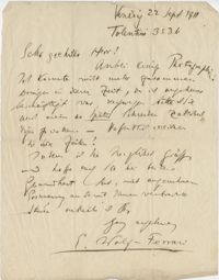 Letter from Wolf-Ferrari to Meltzer, September 22, 1911
