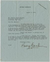 Letter from George Gershwin to Meltzer, August 3, 1928