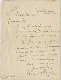 Letter from Edward Elgar to Meltzer, April 4, 1916