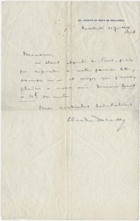 Letter from Claude Debussy to Meltzer, July 31, 1907 