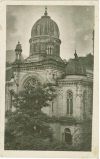 Karlovy Vary. Synagoga zničená Němci r. 1939.