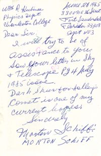 Letter from Morton Schiff