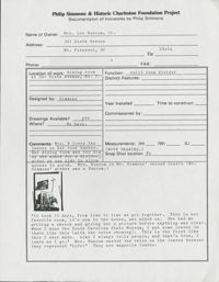 Historic Charleston Foundation information sheet for Philip Simmons Documentation Project