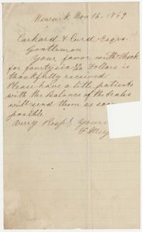576.  Receipt, F. Meyer to Messrs. Carhart and Curd -- November 16, 1869