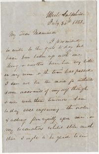 325.  Robert Woodward Barnwell to Catherine Osborn Barnwell -- July 30, 1851