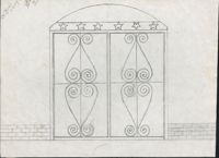 Unidentified gate with star top border and scrolled hearts