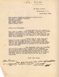 Folders 52-61: Albert Simons Letter 1