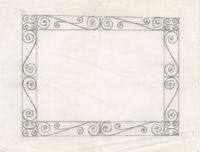 Square table frame design with several scrolls