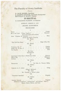 Program for recital by Avery Institute faculty