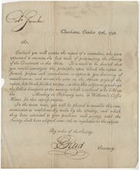 Letter to John F. Grimke from G. Reid, Secretary of the Society of the Cincinnati, October 17, 1798