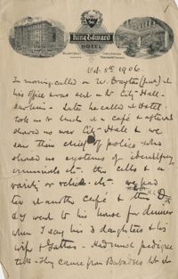 Unaddressed letter by Theodore Drayton Grimke-Drayton detailing a trip [to Canada?], October 5, 1906
