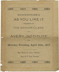 Program for Shakespeare's As You Like It presented by the Senior Class of the Avery Institute