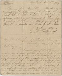 Receipt from William McKenny and attached note from Harvey Jacob to Sarah M. Grimke regarding the tomb stone of 