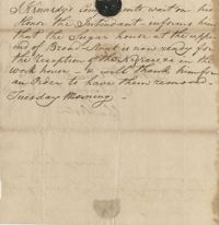 Message to John F. Grimke from Sheriff James Kennedy, August 7, 1787