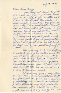 Letter from Fong Lee Wong to Laura M. Bragg, July 4, 1929