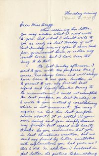 Letter from Fong Lee Wong to Laura M. Bragg, March 7, 1929