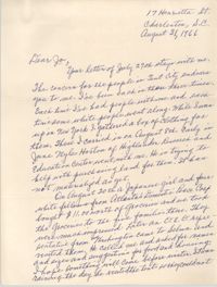 Letter from Septima P. Clark to Josephine Rider, August 31, 1966