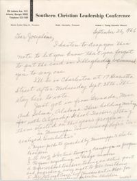 Letter from Septima P. Clark to Josephine Rider, September 26, 1966