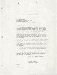 Letter from William Saunders to Jack Haskell, October 30, 1978