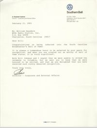 Letter from D. Elizabeth Inabinet to William Saunders, February 15, 1993