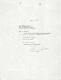 Letter from Debra A. Shortt to Michael S. Barnett, April 2, 1979